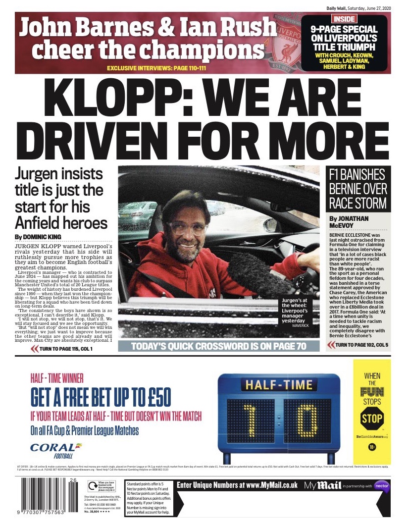 Daily Mail Backpage (27.06.2020)